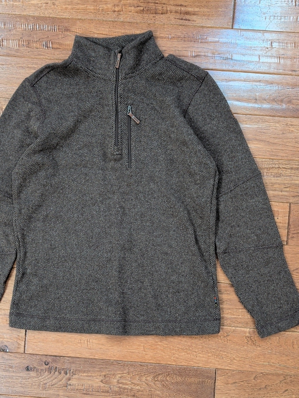 Smartwool Hudson Bourbon Men's Brown Wool Quarter-Zip Sweater Pullover